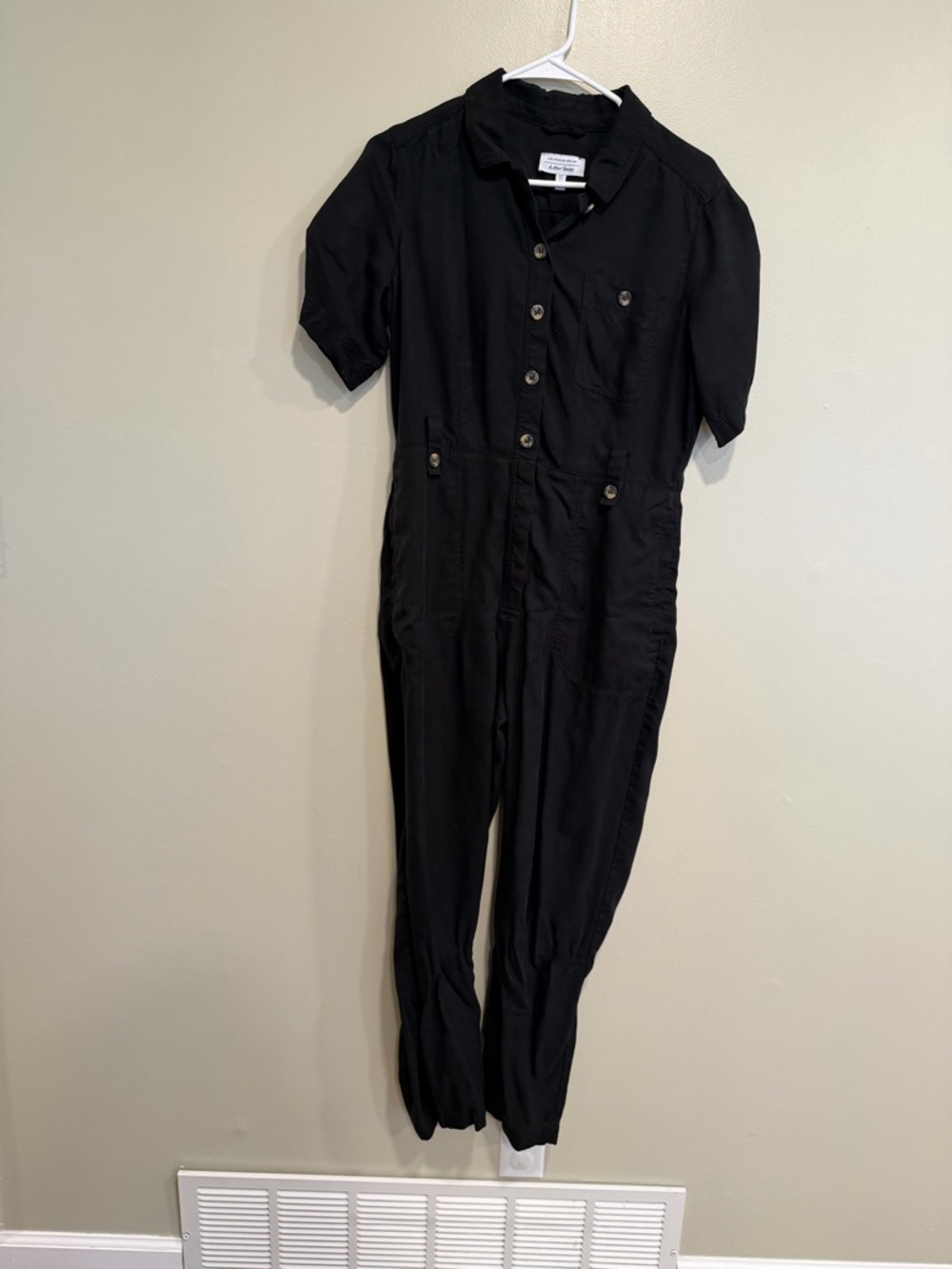& Other Stories Black Short-Sleeve Utility Jumpsuit